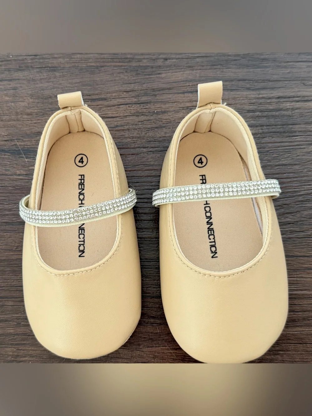 Kids Beige Mary Jane Shoes with Sparkle Strap